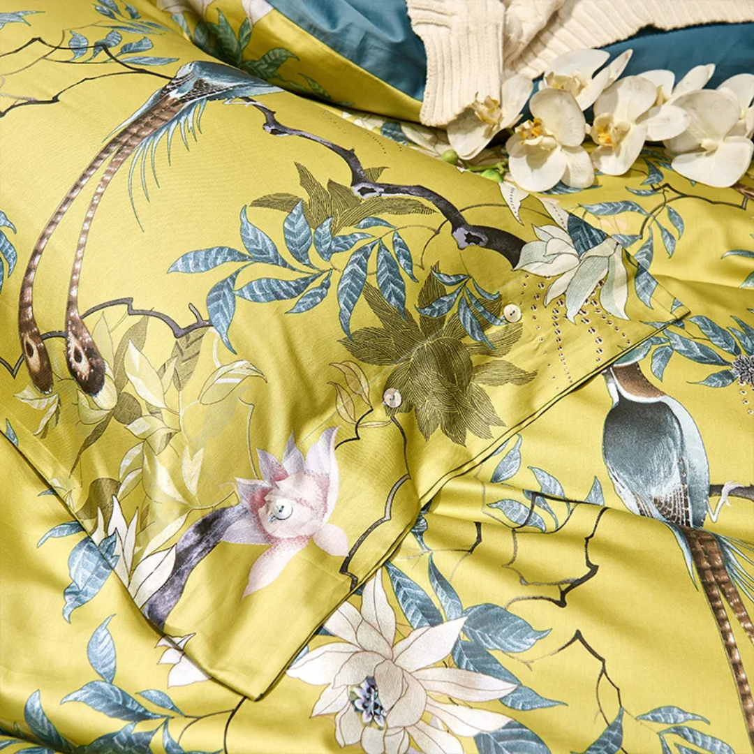 Golden Bloom Duvet Cover Set