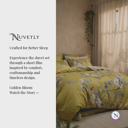 Golden Bloom Duvet Cover Set